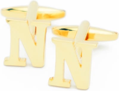 Manchetknopen - Letters Initialen Letter N Goudkleurig
