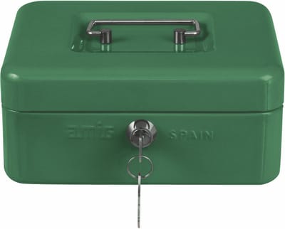 AMIG Geldkistje met 2 sleutels - groen - staal - muntbakje - 15 x 11 x 7 cm - inbraakbeveiliging
