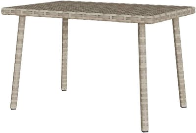 Polyrotan Salontafel - Tuin Tafel - Buiten Ontspannen - Weerbestendig Materiaal - 60 x 40 x 37 cm - Lichtgrijs