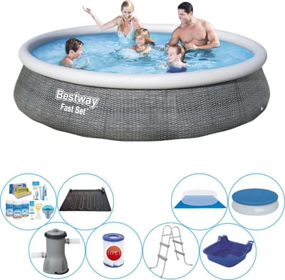 Fast Set Rattan Rond 396x84 cm - Zwembad Deal