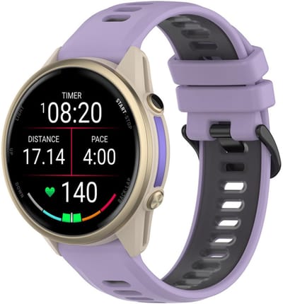 Siliconen bandje - geschikt voor Garmin Forerunner 935 / 945 / 955 / 965 / 745 / 970 - paars zwart