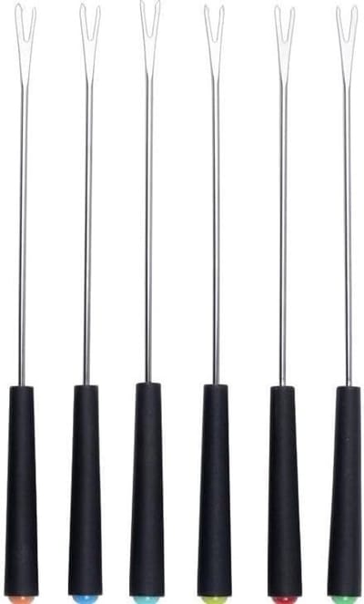 Set van 6 RVS Fondue Vorken 24cm - Kleurrijke Vorken voor Kaas, Chocolade en Fruit Fondue, BBQ Gebruik