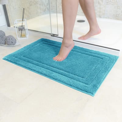 Badmat Anti-Slip | Super absorberend en machinewasbaar | Te combineren als badmat set | Voor de badkamer, douche, bad of als WC mat | Turkoois - 50x80 cm