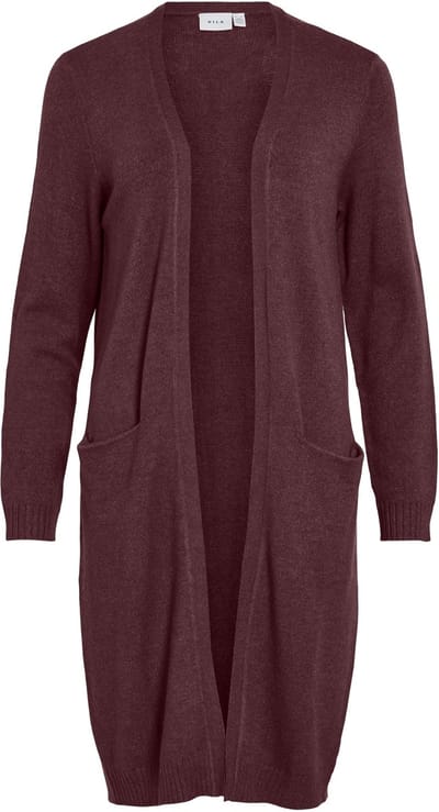 VILA Dames Lange Vest Comfortabele Gebreide Jack Basis met Zakken Gezellig Lang Gebreid Jack VIRIL