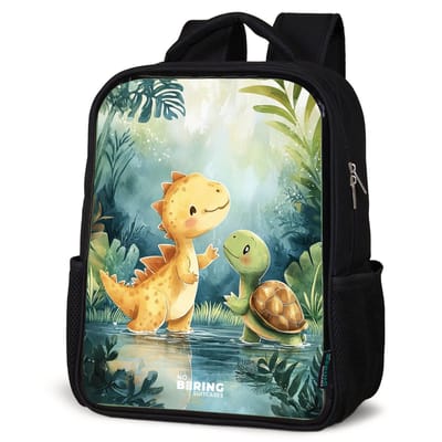 NoBoringSuitcases.com® - Rugzak zwart jongens - Schooltas jongen - NoBoringSuitcases.com® - Rugzak zwart - Schooltas jongen & meisje - Dino - Schildpad - Jungle - Rugtas voor school - Boekentas kind - Schoolrugzak - Kinderrugzak