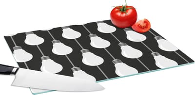 Glazen Snijplank - 39x28 - Gloeilampen - Licht - Patronen - Snijplanken Glas