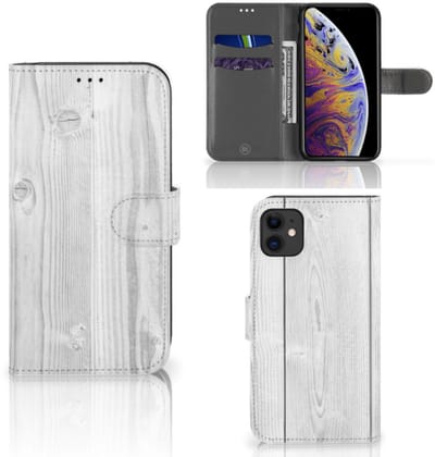 Apple iPhone 11 Book Style Case White Wood