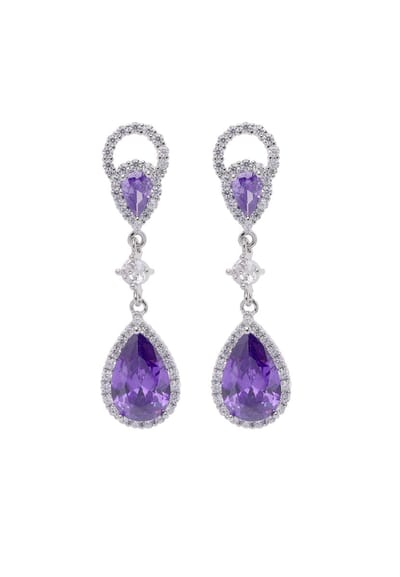 AVANT-GARDE PARIS Timeless Blue Raindrop Earrings - paars met kristallen - 1 paar - rhodium plating en post en back sluiting