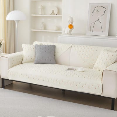 Bankkussenstof Puur Katoen Vierseizoenen Universeel Antislip Leren Bankhoes Modern Eenvoudig Volledige Hoes Bankhanddoek 70*70cm beige