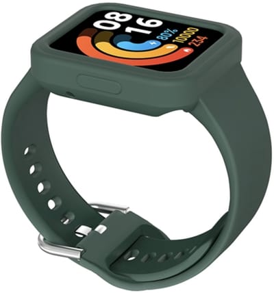 By Qubix - Siliconen band met case - Dennengroen - Geschikt voor Xiaomi Redmi Watch 2 (Lite)