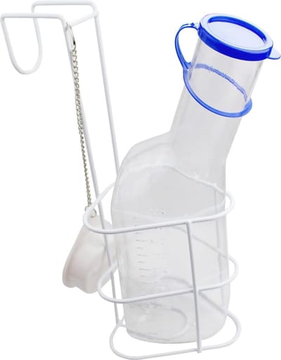 Urineflesje voor mannen 1000 ml met bedhouder – Autoclaveerbaar en hygiënisch