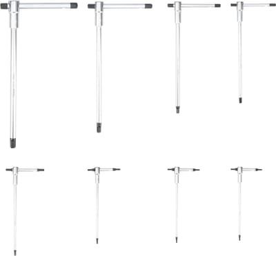 T-Bar Moersleutel Set van 8 Stuks met T-Handvat, 2mm-10mm, Voor Fietsen, Motoren en Thuisreparaties, Duurzaam Cr-V Staal en Vrije Sliding Handgrepen
