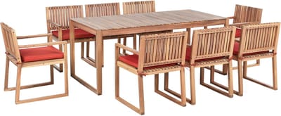 SASSARI PREMIUM - Tuinset voor 8 - Lichtbruin/Rood - FSC acaciahout