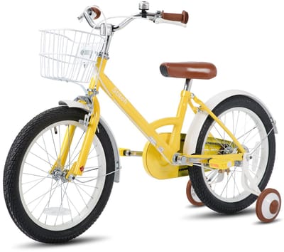 STITCH Little Wizard Kinderfiets 18 inch – Geel Unisex Fiets met Zijwieltjes & Mandje – 4-7 jaar