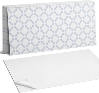 Coloray Plaktegels - Geometrisch patroon met ovalen Wandtegel Zelfklevend - 60 cm x 30 cm - Wit Plaktegels - 6 stuks - Rechthoek PVC Tegels - Plaktegels Keuken - Zelfklevende Vloertegels Badkamer - Vinyltegels Vloer Zelfklevend - Portugese Tegels