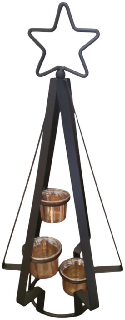 Mica Decorations kerst boom kandelaar zwart H49,5xD22,5cm