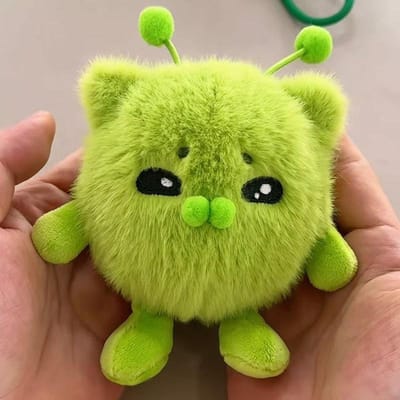 Schattige Groene Buitenaardse Kat Pluche Sleutelhanger Zacht Pluizig Knuffeldier Tas Hanger Met Afneembare Bril Pluche Speelgoed Voor Decoratie 10cm yellow