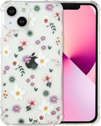 Casemania Hoesje Geschikt voor Apple iPhone 14 Plus - Bloemen - Anti Shock Hybrid Back Cover met Printje