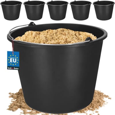 Set van 5 bouwemmers van kunststof - multifunctionele emmers voor elke klus - 16 liter