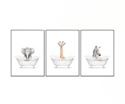 No Filter - Kinderkamer posters  – 3 stuks- 21x30 cm – Badderende dieren