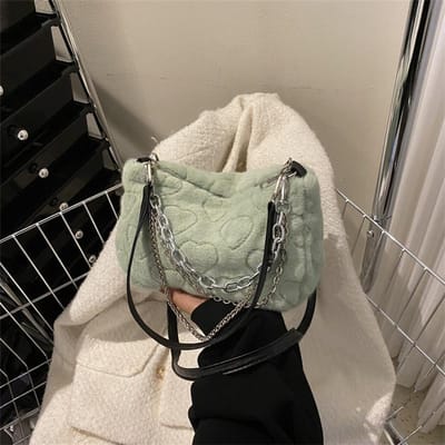 Modieuze Schoudertas voor Dames Nieuwe Mode Veelzijdige Furry Crossbody Tas voor Dames Ins Niche Kettingtas gray