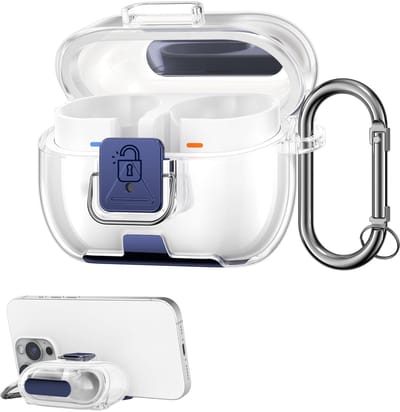 kwmobile Transparante hoofdtelefooncase voor Samsung Galaxy Buds 3 / Galaxy Buds 3 Pro hoes - Headphones TPU cover met standaardfunctie en veiligheidsvergrendeling - transparant