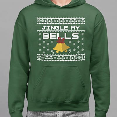 Foute Kerst Hoodie Groen Jingle My Bells XS - Uniseks Pasvorm - Kerstkleding Voor Dames & Heren