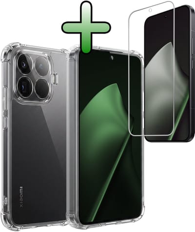 Hoesje Met Screenprotector - Geschikt voor Xiaomi 15T Pro - Sterk & Shockproof - Siliconen Case - Back Cover - Telefoon Hoes - Shock Proof - Transparant