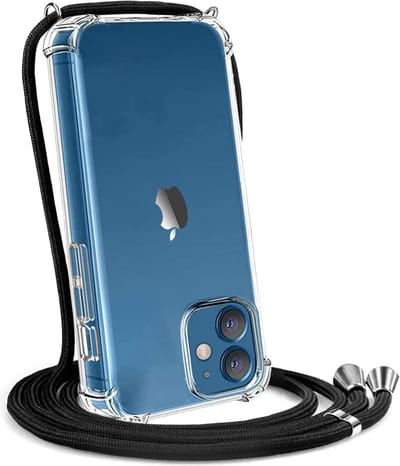 Telefoonhoesje Geschikt voor: iPhone 12 Pro Max met koord - Kettinghoesje - Anti Shock - Transparant TPU - Draagriem voor Schouder / Nek - Schouder tas - ZT Accessoires
