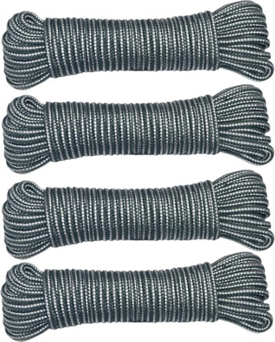 AMIG Paracord touw - 4x - 10 meter - D4mm - 100kg - PP/PE - legergroen/wit