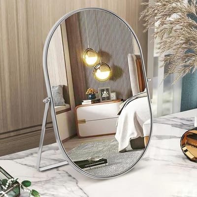Ovale Tafelspiegel met 90° Rotatie, Draagbare HD Spiegel voor Make-up, Kantoor en Woonkamer