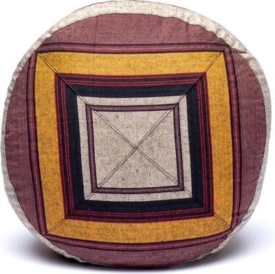 Meditatiekussen rond patroon grijs geel – Yogi & Yogini