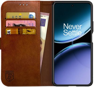 Rosso Element Geschikt voor OnePlus Nord 4 | Wallet Book Case | Portemonnee Hoesje | 3 Pasjes | Magneetsluiting | Stand Functie | Bruin