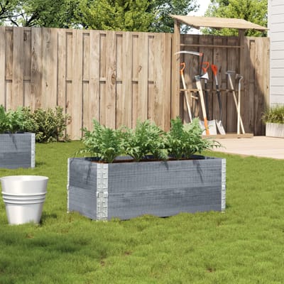 vidaXL Plantenbak 100x50 cm massief grenenhout grijs