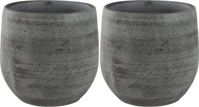 Ter Steege Plantenpot/bloempot - 2x - keramiek - mystic grijs - D22 x H20 cm