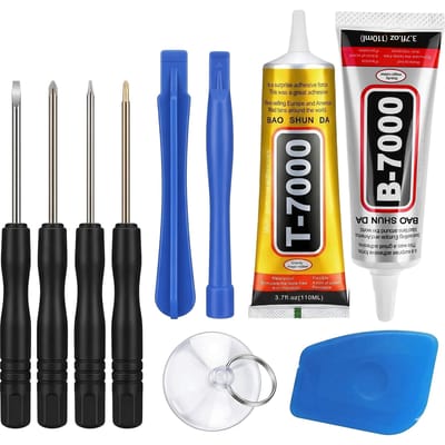 B7000/T7000 Lijm voor mobiele telefoonschermen, zeer sterke waterdichte lijm, 8in1 universeel telefoonglasverlijmingsmiddel, universele telefoondemontage openingsscherm reparatiegereedschapsets.