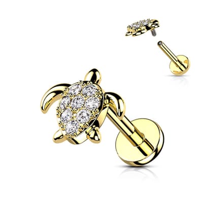 piercing turtle 1.2x6 mm - goud - LMPiercings
