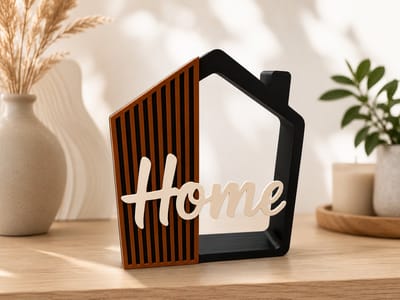 Home Decoratie Huisvorm – Moderne Woondecoratie in Zwart, Wit en Houtlook – 3D Geprint