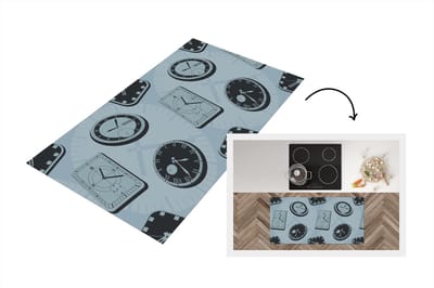 Keukenloper - Loper keuken - Klok - Patronen - Vintage - 120x60 cm - Keukenloper vinyl