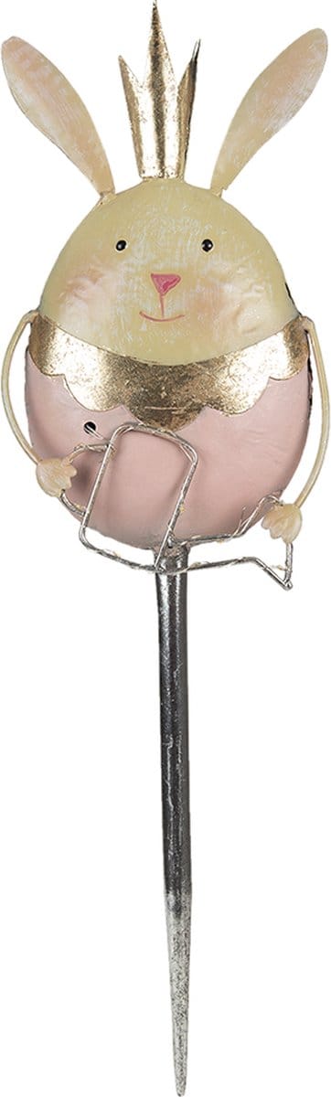 Clayre & Eef Tuinsteker Konijn 17x8x59 cm Roze Beige Metaal