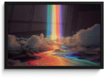 Poster in lijst - Fotolijst 60x40 cm - Posters - Regenboog - Verticaal - Sterrenhemel - Wolken - Posterlijst zwart - Decoratie - Wanddecoratie woonkamer - Muurdecoratie slaapkamer