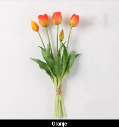 Real Touch Tulips - Oranje - Real Touch Tulpen Orange - Tulpen - Kunstbloemen - Kunst Tulpen - Kunst Boeket - Tulp - 40 CM - Bos Bloemen - Latex Bloem - Bruiloft