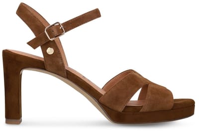 No Stress - Dames - Bruine suède sandalen met hak - Maat 36