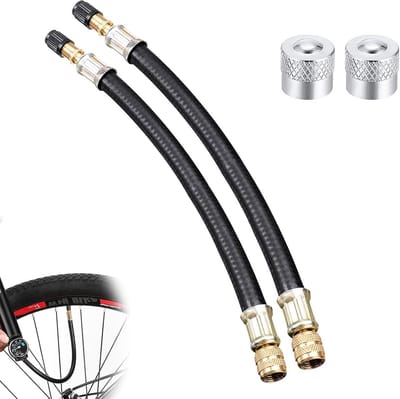 Set van 2 Flexibele Ventielverlengingen voor Auto- en Fietspneuzen - 180mm met Doppen en Adapter