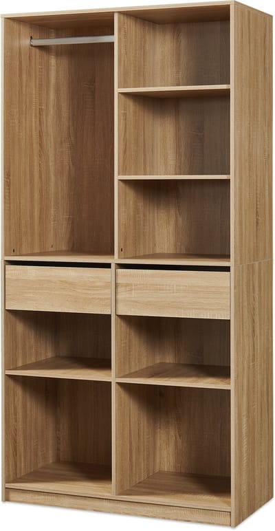 Open kledingkast Vippsaki met 7 vakken 2 lades 200x100x50 cm eikenkleurig [en.casa]