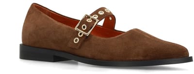 Manfield - Dames - Cognac suède loafers - Maat 38