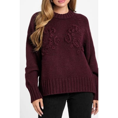 GUESS Ahlam Crop Cn Embro Regal Plum Heather Taglia: XS | Maglie a manica lunga Outlet | Donna | Magenta