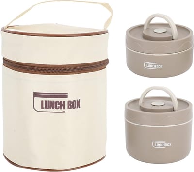 Thermische Lunchbox - Geïsoleerde Container - Warm Eten Meenemen - Lekvrij Ontwerp - 2 Dozen Set - Donker Koffie