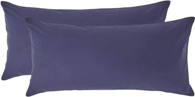 Homescapes Kussensloop 40x80 cm Set van 2 – Marineblauw – 100% Egyptisch Perkal Katoen – 200 TC