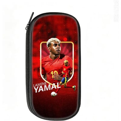 Voetbalster Pennenbak L-Lamin Yamal Patroon Leer Potlooddoos Beste Cadeau Make-up Tas Student Reis Voetbal Sport Potloodzakje